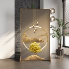 北歐輕奢鋁合金屏風隔斷，客廳入戶玄關裝飾，移動式風水屏風, 1個, 鋁合金：80*180CM,整裝