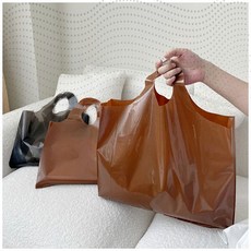 두꺼운 비닐 쇼핑백 포장 봉투 카페 음식점 배달 포장재 옷가게 매장용 비닐백, 1개