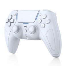 JDDWIN LED 무선 게임 컨트롤러 PS5 PC 안드로이드 IOS MAC Steam Deck 호환 홀 효과 블루투스 3.5mm 오디오 잭 듀얼 진동 6축 모션 컨트롤 스피커, white