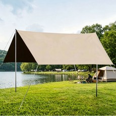Kismetic 그늘막 텐트 210D 옥스포드 3*4.5M 넓은 공간, 300*450cm (4~6인), 베이지