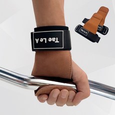 태르아 헬스스트랩 프로 그립 파워 리프팅 손목보호대, 브라운[고급형], 1세트