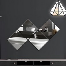 SMIRIA 붙이는 접착식 아크릴 거울 부착형 깨지지 않는 안전한거울 30 x 30 cm 4매 세트 거실 현관 침실