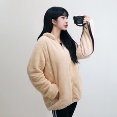 VANANA2 男士女士 Boa Hair Fleece Zip Up 米色