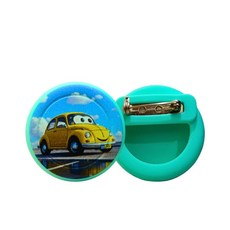 koee 兒童矽膠防水腕帶手環 Airtag定位器保護套 卡通鈕扣/別針款, 別針-卡通螢光綠小車, 1個