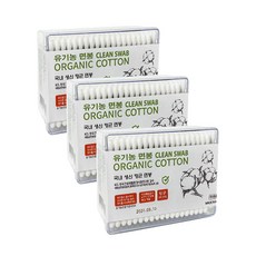 풍성 사각 순면 유아면봉, 200개입, 3개