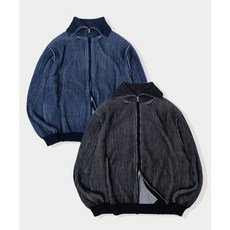 [블랙모먼트] 스트라이프 라인 하프 집업 니트 풀오버 맨투맨