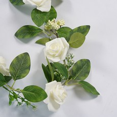 LED玫瑰藤條燈 聖誕裝飾 玫瑰花燈 浪漫情人節 浪漫氣氛 表白求婚 卧室彩燈 家居裝飾 禮物, 1個, 白色玫瑰花