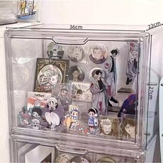 透明展示櫃 吧唧收納盒 徽章防塵盒 吧唧櫃 透明展示架 穀子收納 手賬周邊收納置物架, 1個, 中號防塵盒36-22-27cm