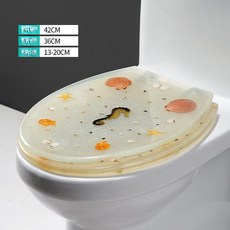 수지 화장실 뚜껑 두꺼운 U자형 가정용 디자인, 1L, 베이지색 해마 스테인리스 스틸 비 소프트