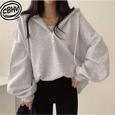 CBHV 여성 오버핏 후드티 캐주얼 오버핏 맨투맨 모자 트레이닝