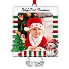 아기의 첫 번째 크리스마스 사진 장식품 2025 My 1st Christmas 크리스마스 트리 그림 프레임 신생아용 금속 그림 장식품 신생아 아기 크리스마스 트리 장식 아기
