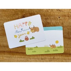 好運連連賀年明信片 (2入) - 簡約風格新年祝福卡片, 1個