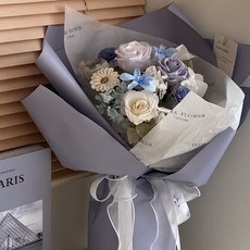 Floraflower 乾燥永生花束-來自海風的溫柔〖韓系花束〗畢業花束 永生花花束 藍色花束 教師節禮物, 花束
