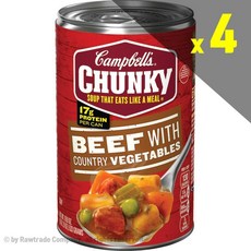 캠벨 청키 비프 베지터블 수프 553g x4팩 Chunky Soup Beef Country Vegetables 18.8oz, 533g, 4개