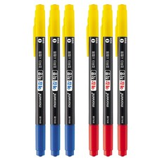 모나미 컴퓨터 시험용 사인펜 예감적중 빨강3개+파랑3개 세트, 1개, 혼합색상