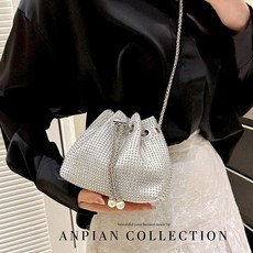 앙피앙 큐빅 숄더 비즈백 복조리 체인 파티 가방