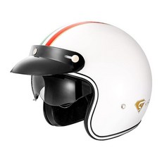 KYPARA DOT 승인 빈티지 오픈 페이스 오토바이 헬멧 바이저 포함 레트로 하프 남성 및 여성용 (화이트 라운드 XL) 그외 각종 500382, 라지, 흰색