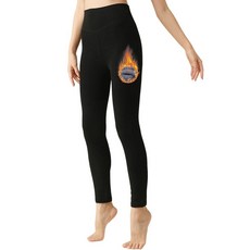 QPN 하이 웨이스트 플리스 안감 요가 레깅스 여성용 보온 겨울 운동 바지 면 타이츠 블랙. 154650