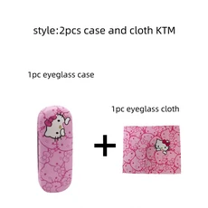 123개 헬로키티 안경 케이스 및 천 핑크색 고양이 머리 디자인 부드러운 극세사 소재로 휴대폰 등을 청소하고 보관하는 데 사용됩니다., 2pcs