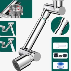 리트랙터블 유니버설 1440 ° 회전 로봇 팔 연장 수도꼭지 에어레이터 주방 싱크대 2가지 물 흐름 모드, 01 Dual Modes