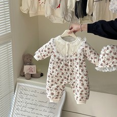新生嬰兒衣服女寶寶夾棉連體衣外出服新生兒百天公主風秋冬裝爬服