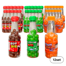 젤리빈 60g 콜라병 + 사이다병 + 판타병 / 세트 탄산음료 맛 젤리 빈 구미 간식, 12세트, 180g