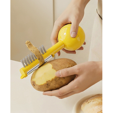 야채 필러 감자칼 당근 감자 양파 껍질제거 주방 필러 세척솔 포함, 1개, 노랑