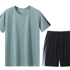 夏季运动套装男速干透气薄款龙舟服女跑步健身短裤宽松圆领2406