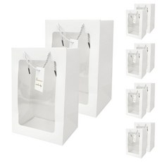 Lead home 透明窗花束盆栽禮物包裝櫥窗提袋, 白色