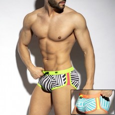 ES Collection 烏干達螢光撞色四角泳褲 大膽霓虹拚色泳褲 附可拆墊片