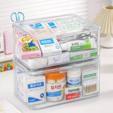 나띵베럴 다용도 아크릴 의약품 약통 적층 수납 정리함, 2개, 투명