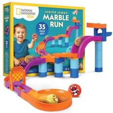 내셔널지오그래픽 아동용 주니어 점보 마블 런 - 35피스 볼 드롭 장난감 어린이에게 안전한 공 조립식 미로 2세 이상 유아 및 미취학 293351, 내셔널지오그래픽 주니어 점보 마블 런 - 35피스 볼