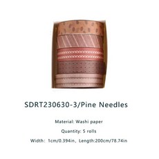 5 롤 포레스트 스크랩 와시 테이프 세트 다채로운 꽃 수채화 식물 데코 마스킹 스크랩북 접착제 DIY 저널 공예 216188, SDRT230630-3