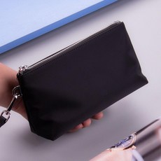男士手拿包牛津布大容量長款拉鍊手挽包, 黑色22*12*6cm