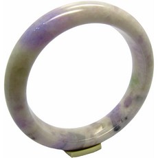 小樂 翡翠手鐲 黑嘉麗牛奶帶紫花 天然A貨玉鐲 (手圍17.9號 內徑56.1mm V855), 1個