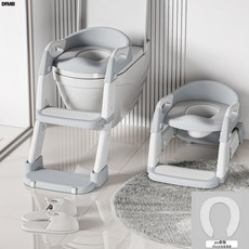 DFMEI 兒童馬桶梯坐便器寶寶 馬桶圈嬰幼兒 寶寶階梯摺疊坐便器, 北歐灰PU軟墊款:如圖