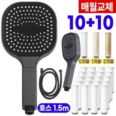 탑온 대형 필터 샤워기헤드 호스 세트, 그레이(호스1.5m, 필터 20개), 1개