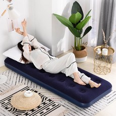 雙人充氣床墊 自動充氣床 露營床墊 便攜床家用 氣墊床, 藍色（送腳踩泵+修補膠）,185*72*22（單人牀偏窄）