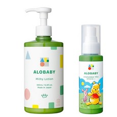 디즈니 디자인 자외선 차단제 알로 베이비 UV&아웃도어 미스트 80ml SPF38 +밀크로션 큰 병 380ml 부드러운 아로마 향기 아기 무첨가 유기농 비 화학 자외선 흡수제, 1개, 1g