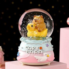 금성여자 스노우볼 트리 오르골 1개 장식 크리스마스, 2470C 카피바라 핑크