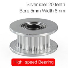 6MM 풀리 10PCS 20 2GT 3D 기어 동기 벨트 20T 보어 알루미늄 부품 아이들러 GT2 프린터, 4) 5pcs - 20 Tooch Bore 5mm