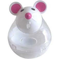 베이지 인터랙티브 고양이 장난감 마우스 모양 간식 디스펜서 실내 고양이와 고양이를 위한 식품 보관 홀더 및 반려동물을 동물 IQ 조제 증가, 1개