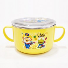 홈앤키즈 뽀로로 논슬립 투명 뚜껑 스텐 양수볼 (대) 유아 어린이 어린이집 유치원 아기 대형 씨리얼몰 국그릇 죽그릇 단체선물 식기, 뽀로로 논슬립투명뚜껑스텐양수볼 대, 1개