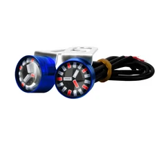 2PCS 오토바이 스트로브 LED 3색 이글아이 점멸등 브래킷 포함 주간 주행등 스포트라이트 전동 액세서리, 01 blue shell