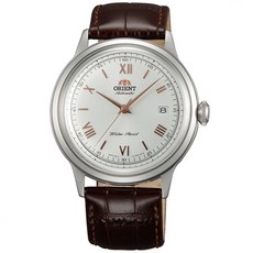 ORIENT 東方 DATE Ⅱ第二代米白面玫瑰金羅馬字刻劃機械皮帶腕錶 型號：FAC00008W