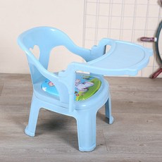 兒童餐椅 加厚家用寶寶防摔兒童椅子 兒童塑料小孩兒童座椅, 淺藍+餐盤+加厚豪華坐墊