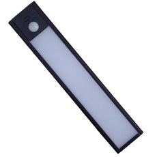 可遙控人體感應LED燈條 櫥櫃燈 展示櫃燈 充電模型燈 走廊燈 酒櫃燈 公仔盒, 消光黑-三色變光,20cm 人體感應+遙控, 黑色