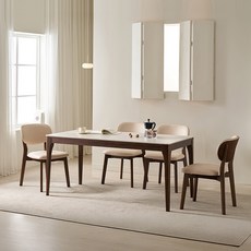 삼익가구 시에나 포세린 통세라믹 4인용 와이드 원목 식탁 1600 테이블, 내추럴(화이트)