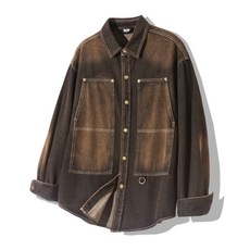 트릴리온 TRILLION 카펜터 포켓 데님 워크 셔츠 [브라운 블랙] TRSSH27BR 118095