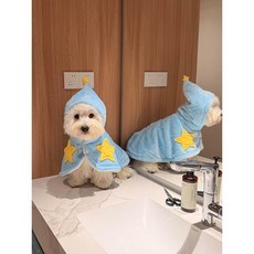 寵物法蘭絨保暖披風睡袍 冬季新款 適用於貓狗, 天藍色【法蘭絨材質?柔軟舒適】,S建議3.0公斤內, 1個